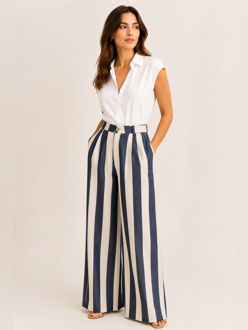 Flat White Wide Leg Pants